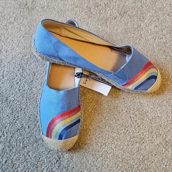 JOULES Rainbow Embroidered Slip On Blue Espadrille (NWT) - Picture 3 of 7